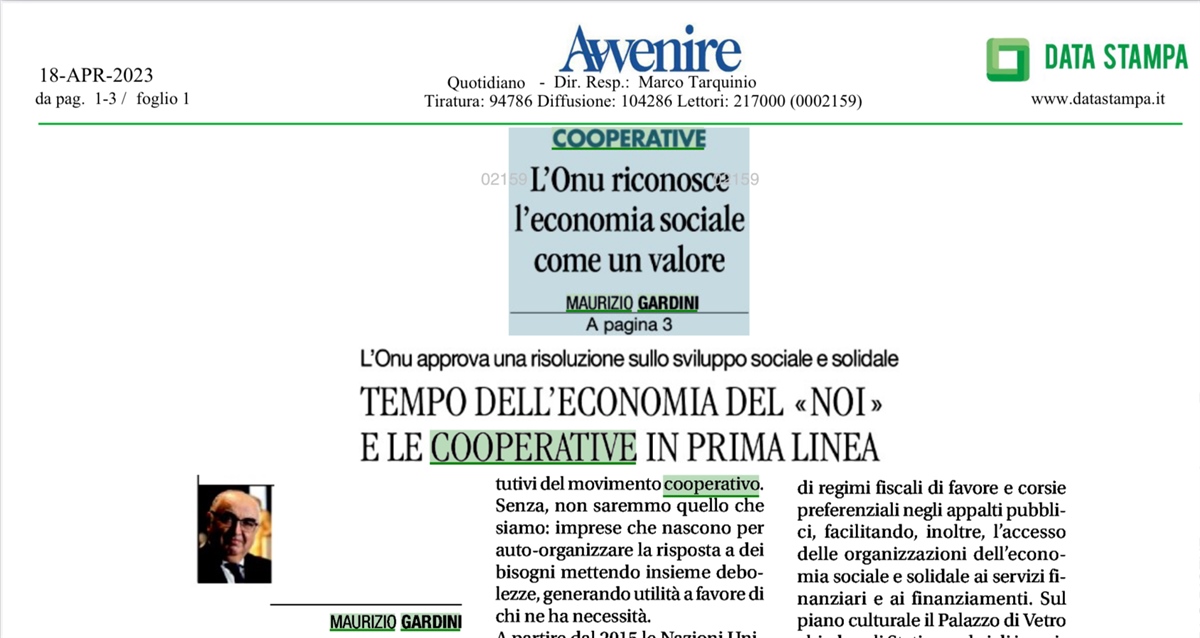 Economia sociale, gli interventi del presidente su Avvenire e Huffington Post