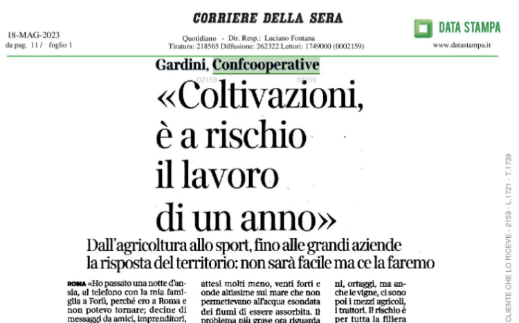 Alluvione, Gardini al Corriere: «Coltivazioni, è a rischio il lavoro di tutto un anno»