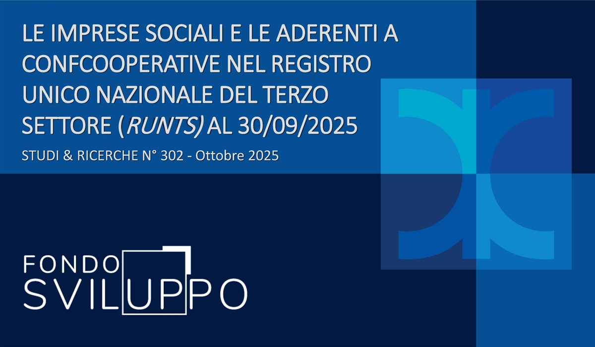 LE IMPRESE SOCIALI E LE ADERENTI A CONFCOOPERATIVE NEL REGISTRO UNICO NAZIONALE DEL TERZO SETTORE (RUNTS) AL 30/09/2025 
