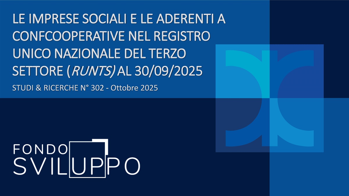 LE IMPRESE SOCIALI E LE ADERENTI A CONFCOOPERATIVE NEL REGISTRO UNICO NAZIONALE DEL TERZO SETTORE (RUNTS) AL 30/09/2025