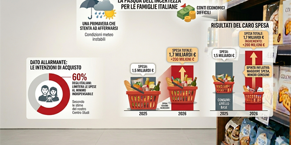 Pasqua dell'incertezza. Gli italiani spenderanno 1,7 miliardi (+13% sul 2025) 