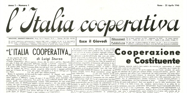 Confcooperative celebra gli 80 anni di Italia Cooperativa. Sul primo numero l'editoriale di Don Luigi Sturzo 