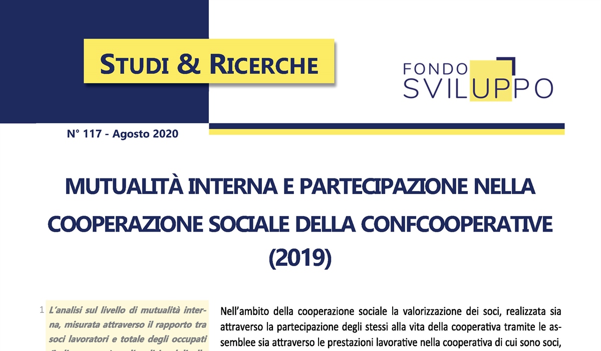 Mutualità interna e partecipazione nella cooperazione sociale della Confcooperative (2019)