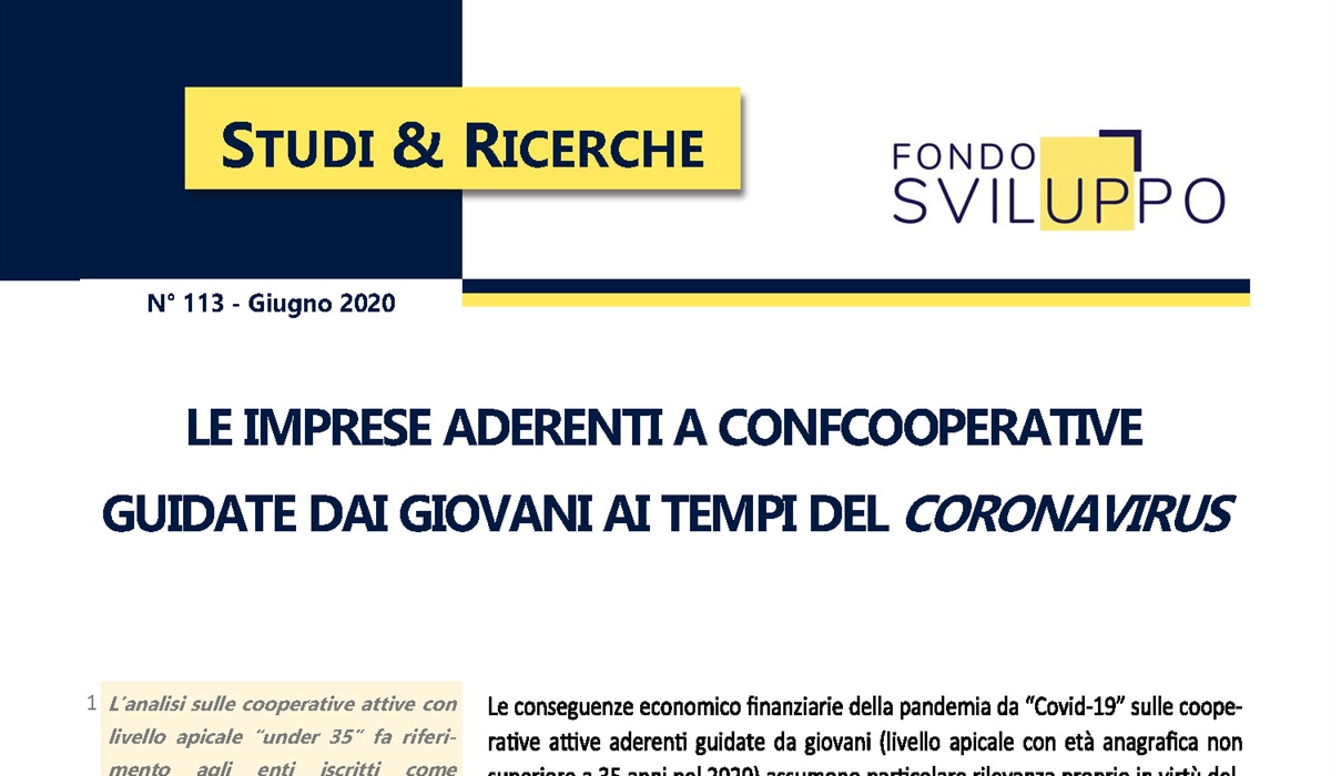 LE IMPRESE ADERENTI A CONFCOOPERATIVE GUIDATE DAI GIOVANI AI TEMPI DEL CORONAVIRUS