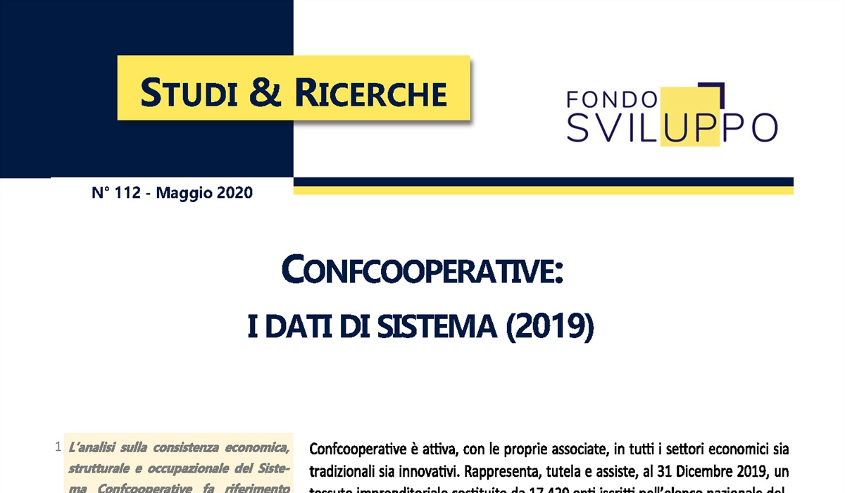 CONFCOOPERATIVE: I DATI DI SISTEMA (2019) 