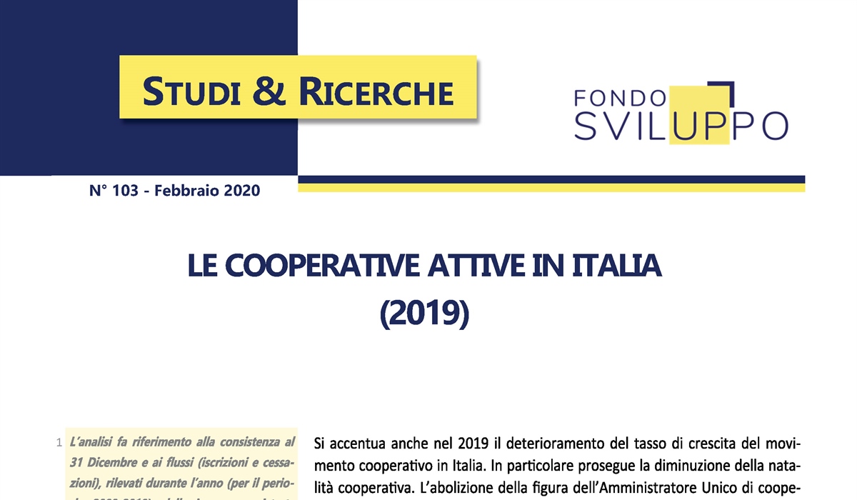 Le cooperative attive in Italia (2019)