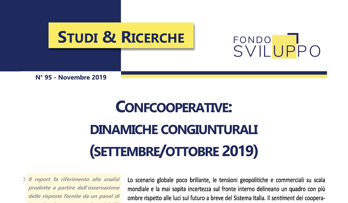 Confcooperative: dinamiche congiunturali (settembre/ottobre 2019) 
