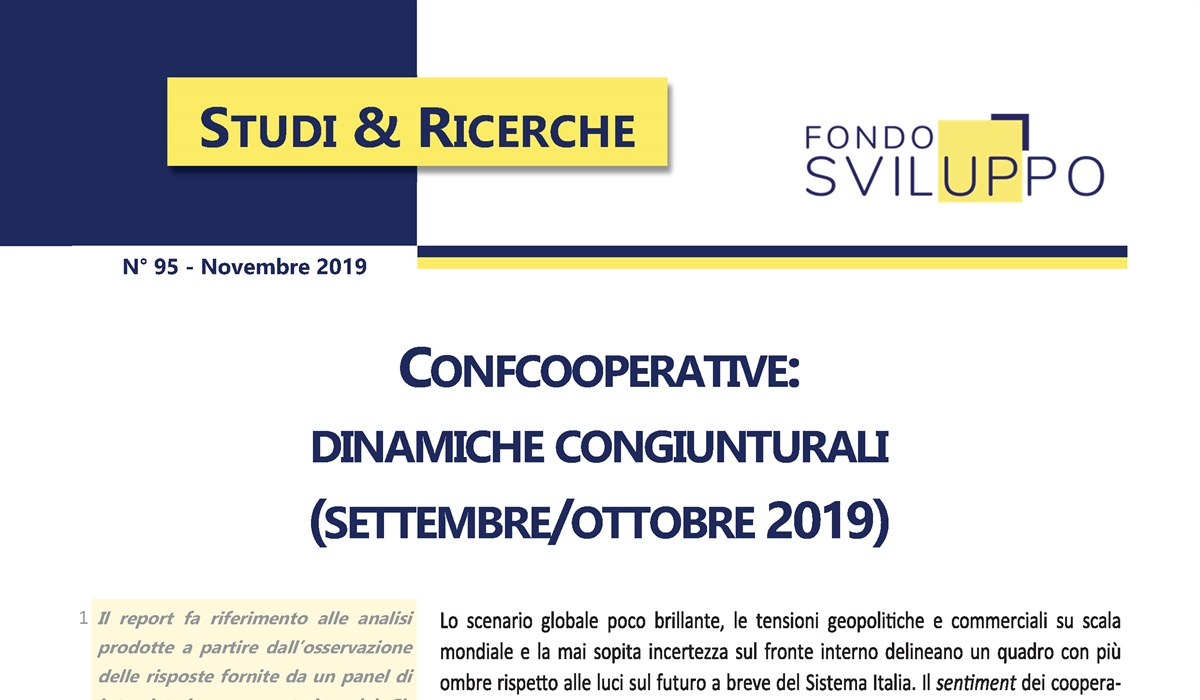 Confcooperative: dinamiche congiunturali (settembre/ottobre 2019)