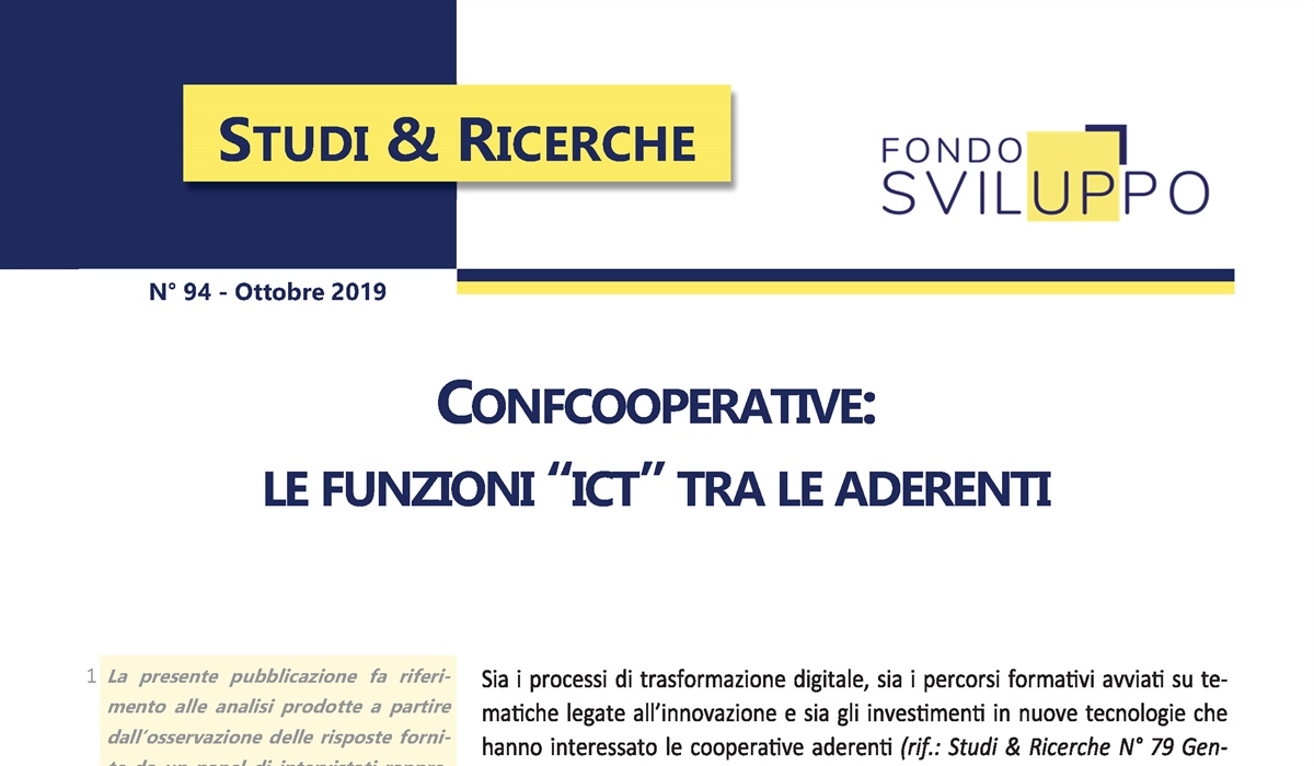 Confcooperative: le funzioni "ICT" tra le aderenti