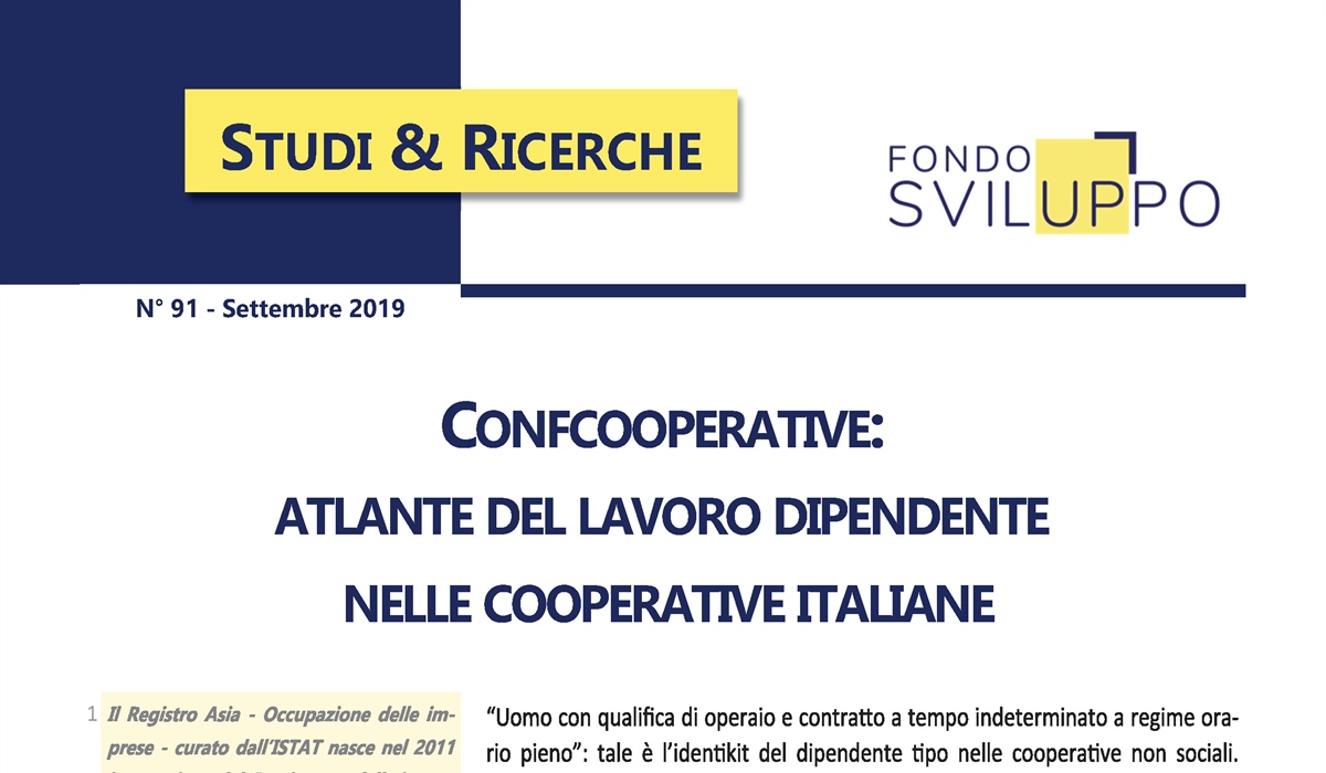 Confcooperative: atlante del lavoro dipendente nelle cooperative italiane