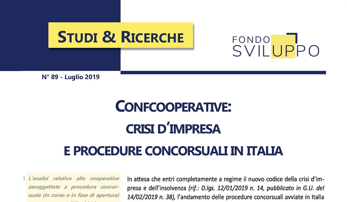 Confcooperative: crisi d'impresa e procedure concorsuali in Italia