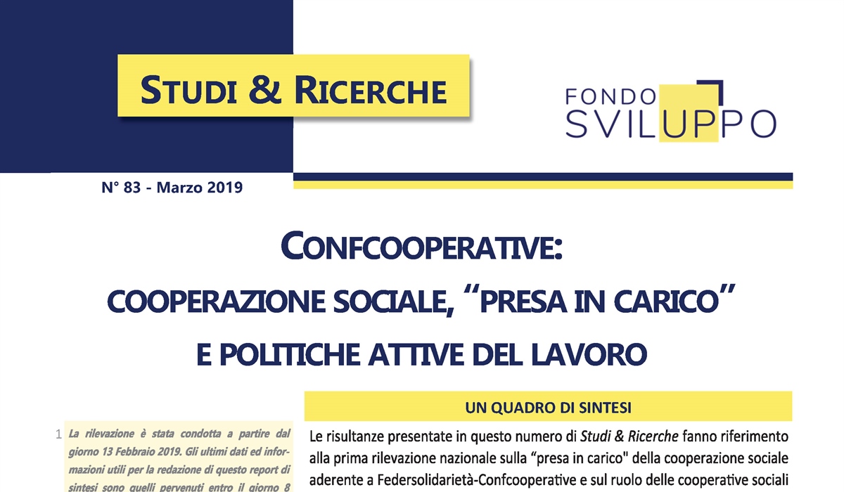 Confcooperative: cooperazione sociale, "presa in carico" e politiche attive del lavoro