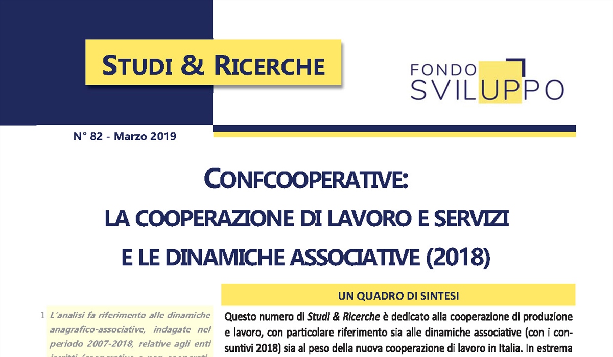 Confcooperative: la cooperazione di lavoro e servizi e le dinamiche associative (2018) 