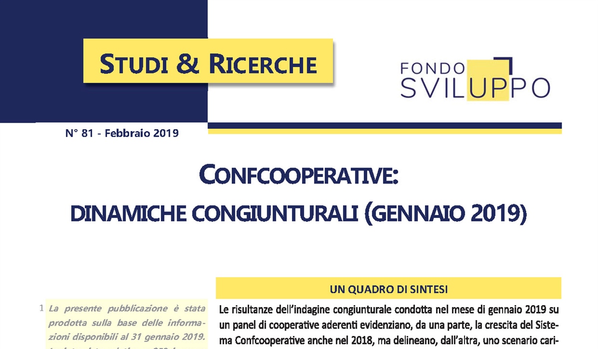 Confcooperative: dinamiche congiunturali (gennaio 2019)