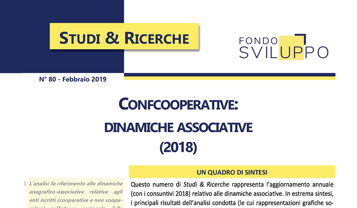 Confcooperative: dinamiche associative (2018)