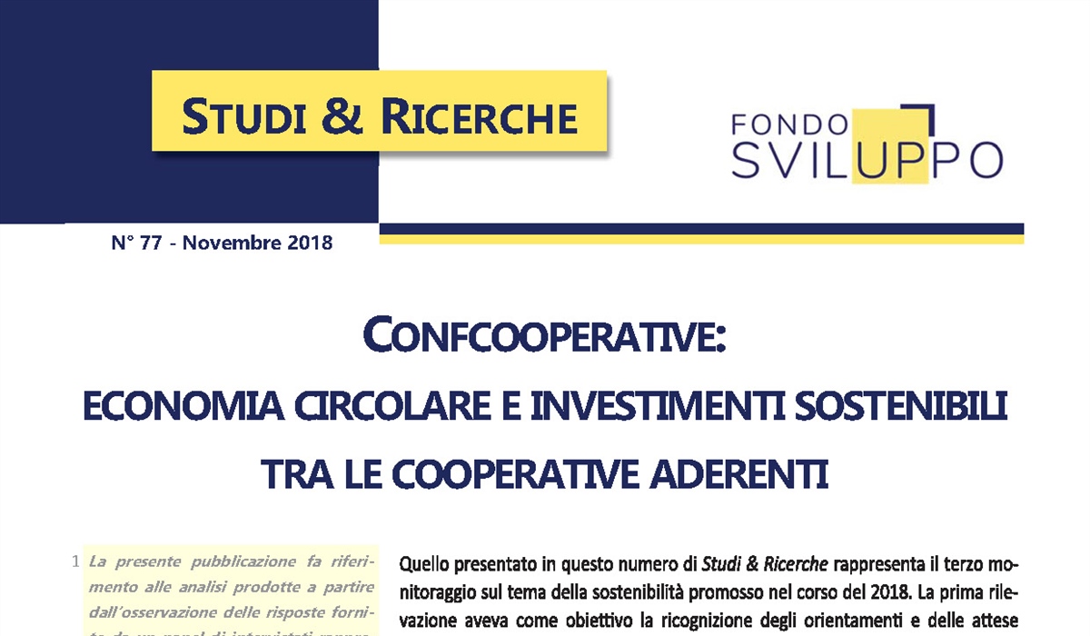 Confcooperative: economia circolare e investimenti sostenibili tra le cooperative aderenti