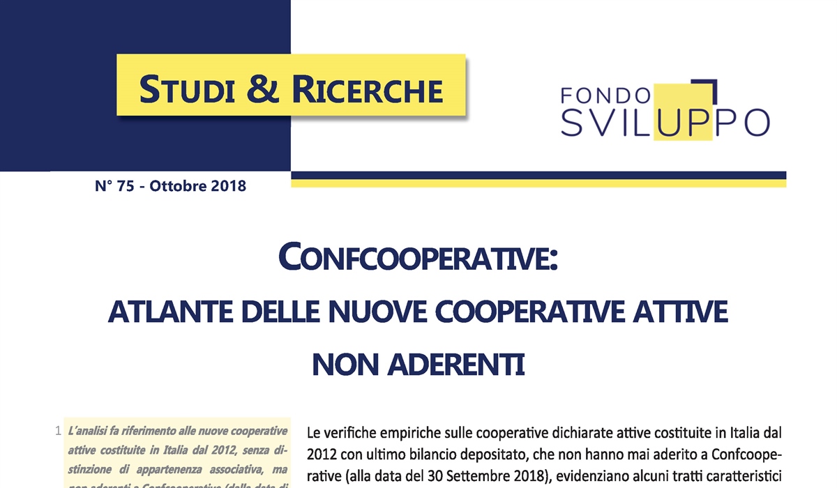 Confcooperative: atlante delle nuove cooperative attive non aderenti 