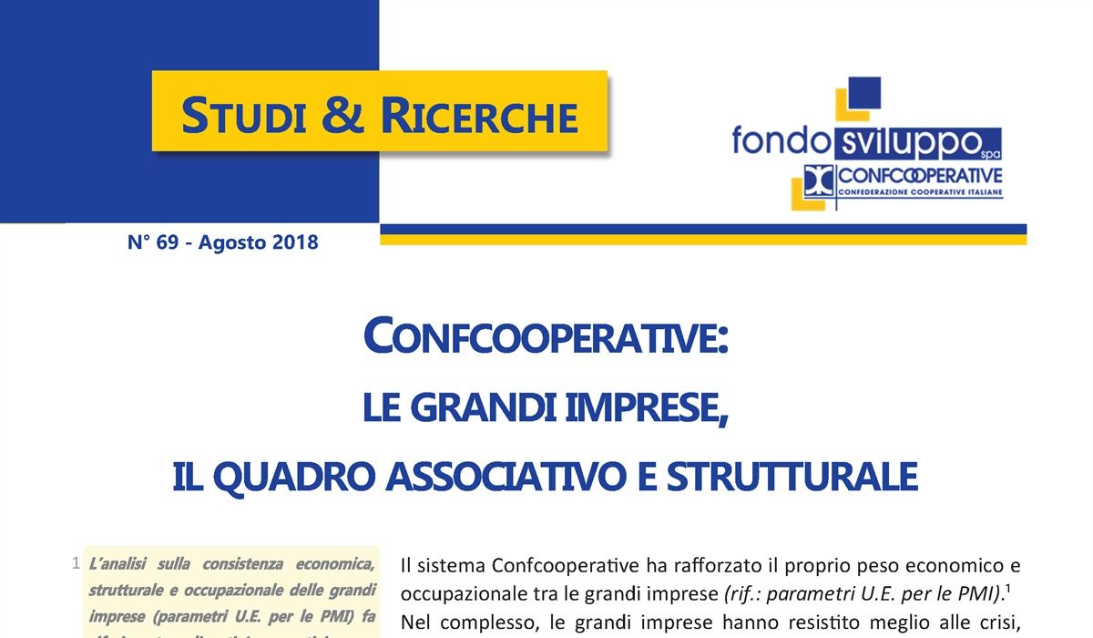 Confcooperative: le grandi imprese, il quadro associativo e strutturale