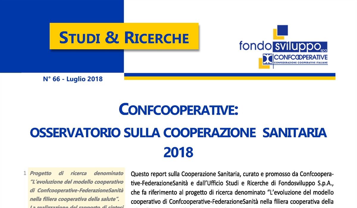 Confcooperative: osservatorio sulla cooperazione sanitaria 2018