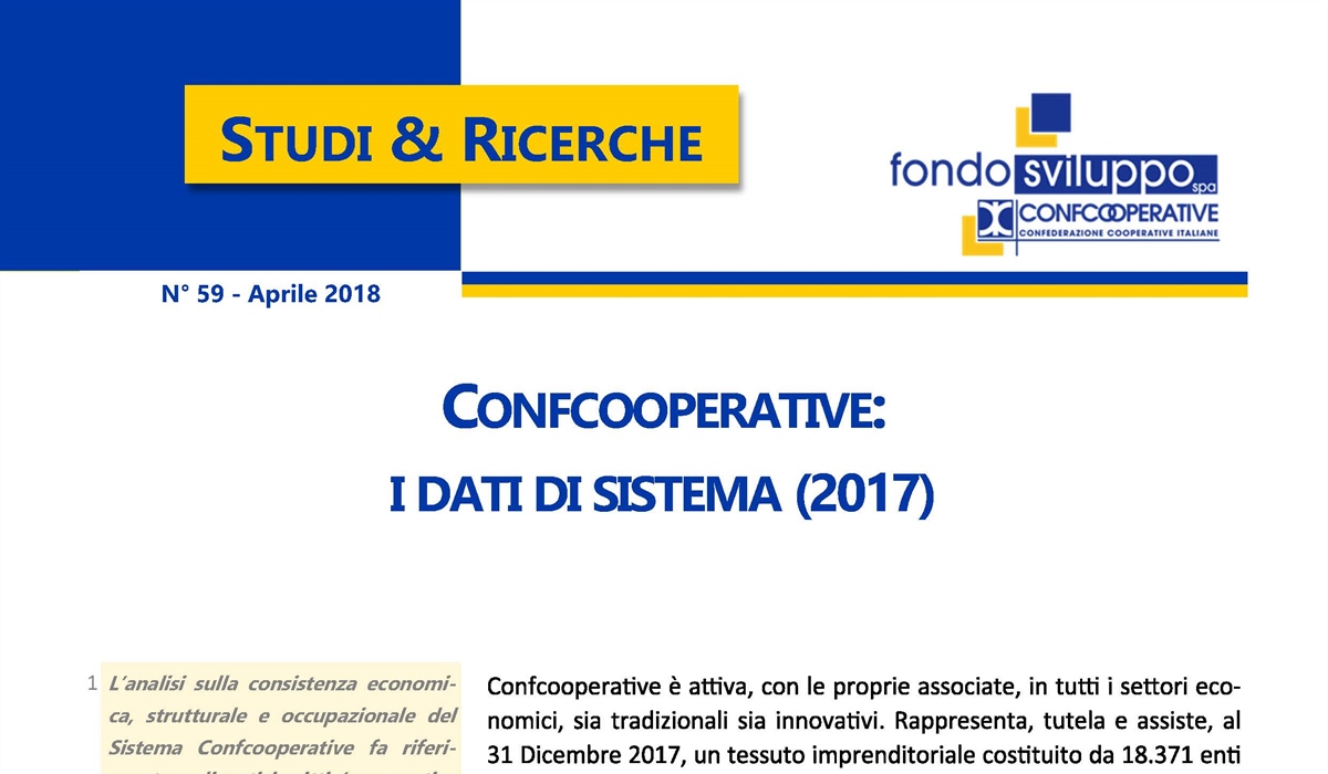 Confcooperative: i dati di Sistema (2017) 