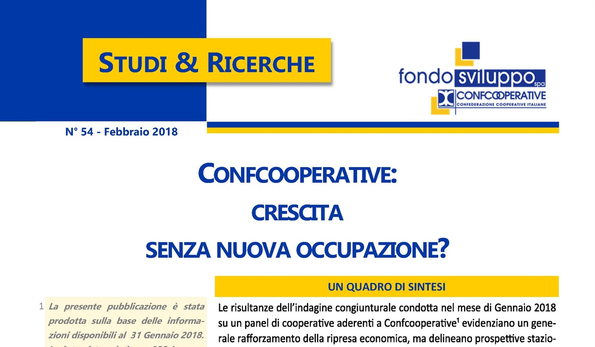 Confcooperative: crescita senza nuova occupazione? 