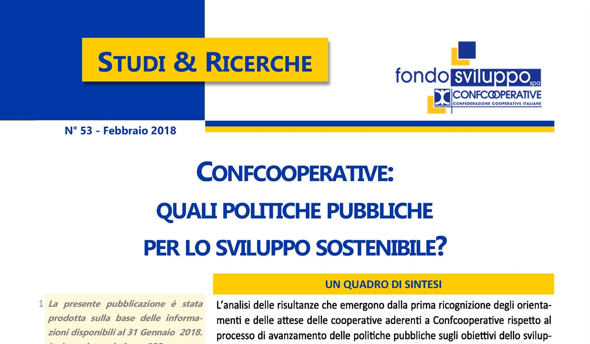 Confcooperative: quali politiche pubbliche per lo sviluppo sostenibile?