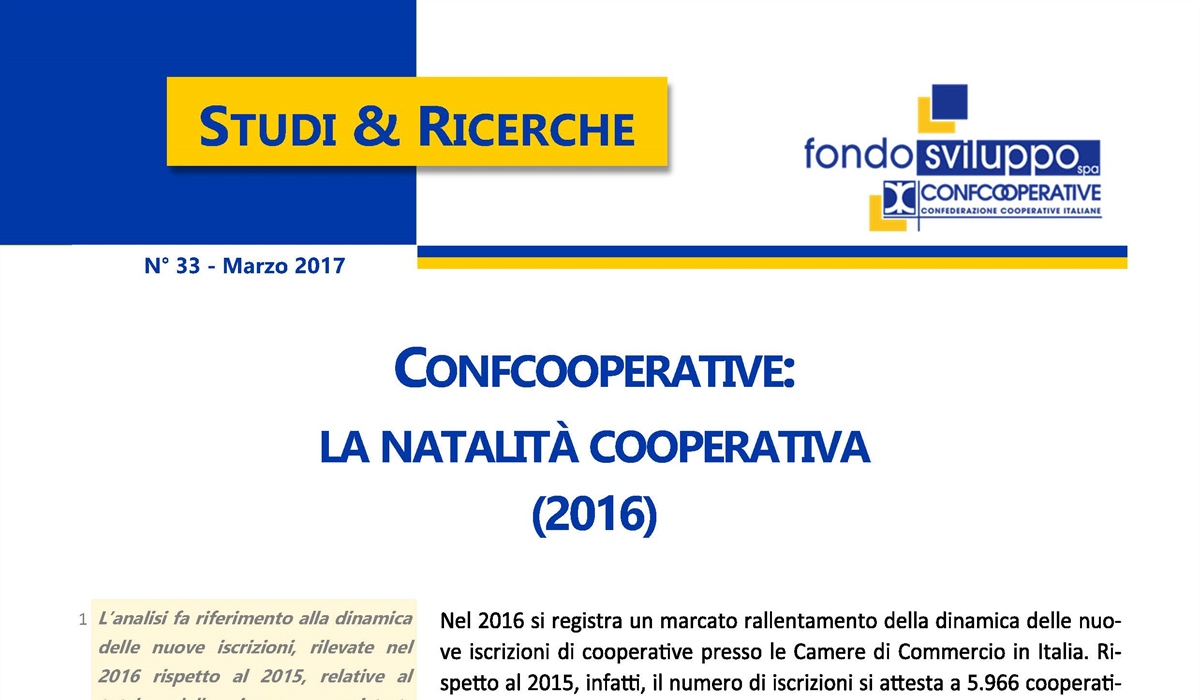 Confcooperative: la natalità cooperativa (2016)