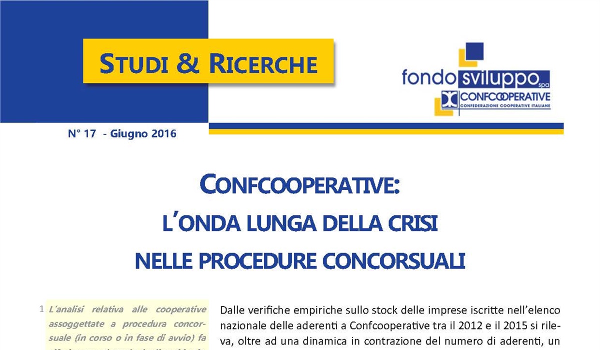 Confcooperative: l'onda lunga della crisi nelle procedure concorsuali