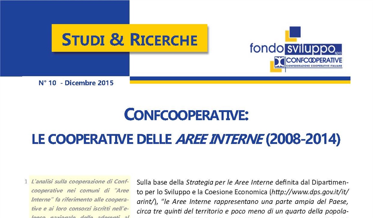 Confcooperative: le cooperative delle Aree Interne (2008-2014) 