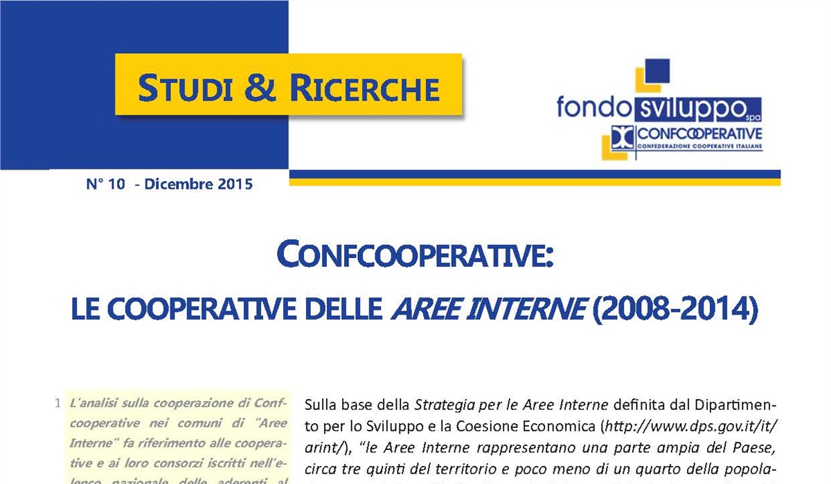 Confcooperative: le cooperative delle Aree Interne (2008-2014)