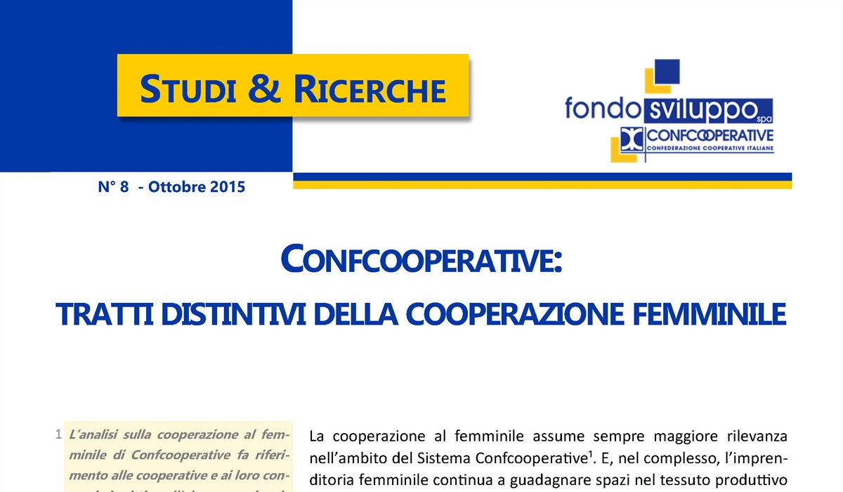 Confcooperative: tratti distintivi della cooperazione femminile 