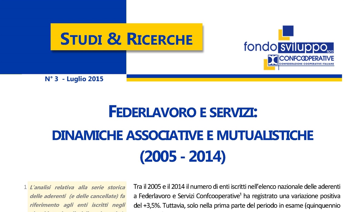 Federlavoro e servizi: dinamiche associative e mutualistiche (2005-2014) 