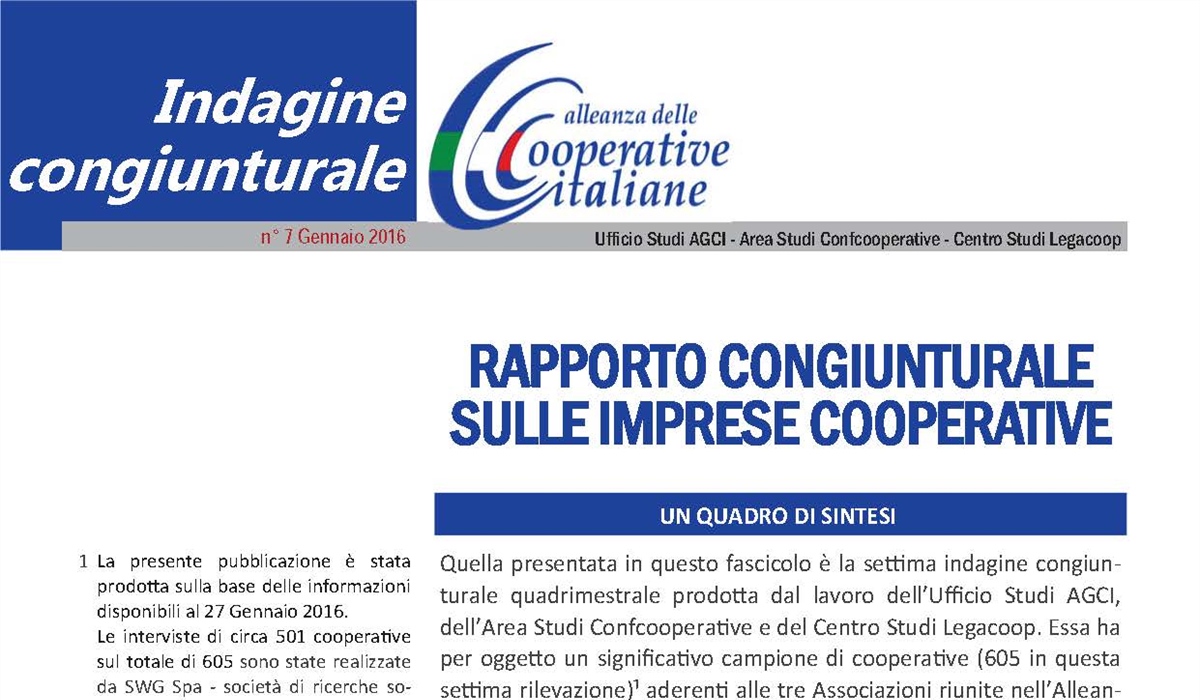 Rapporto congiunturale Alleanza Cooperative Italiane 