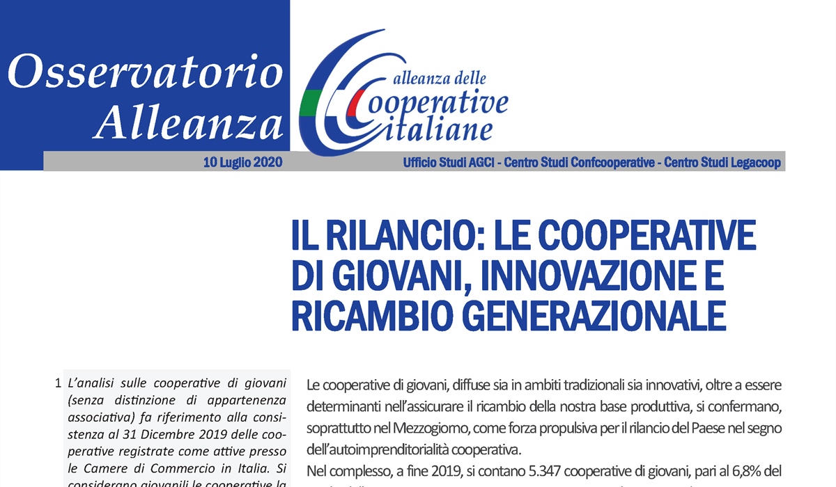 IL RILANCIO: LE COOPERATIVE DI GIOVANI, INNOVAZIONE E RICAMBIO GENERAZIONALE 