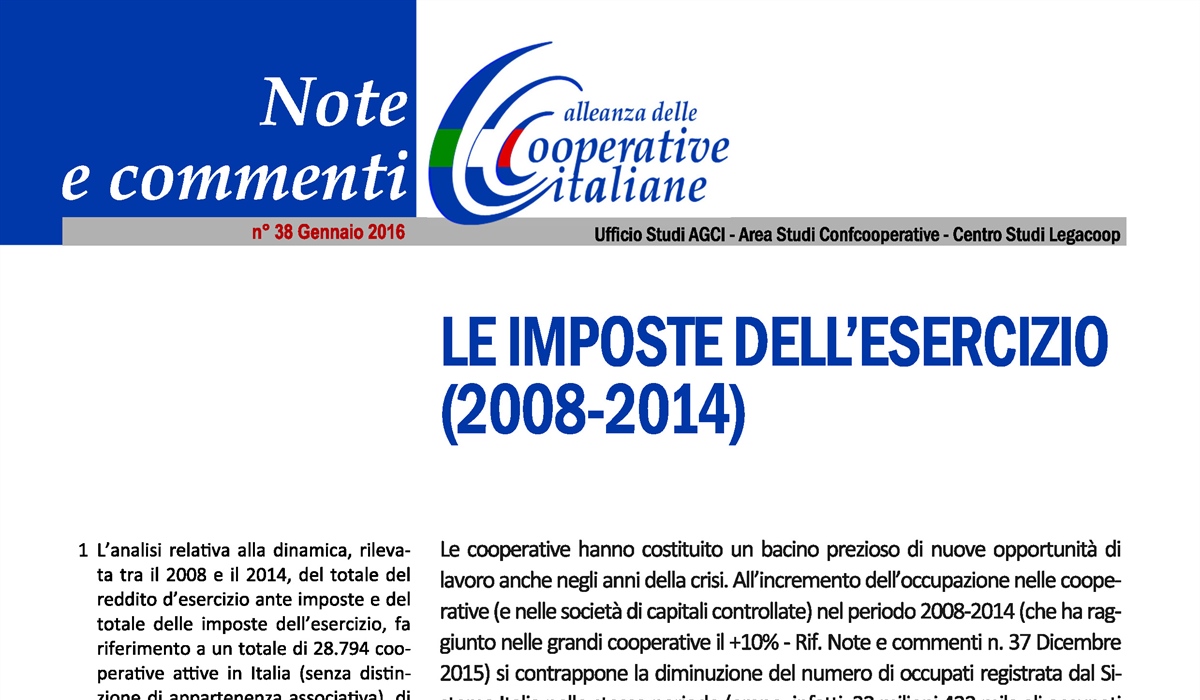 Le imposte dell'esercizio (2008-2014) 