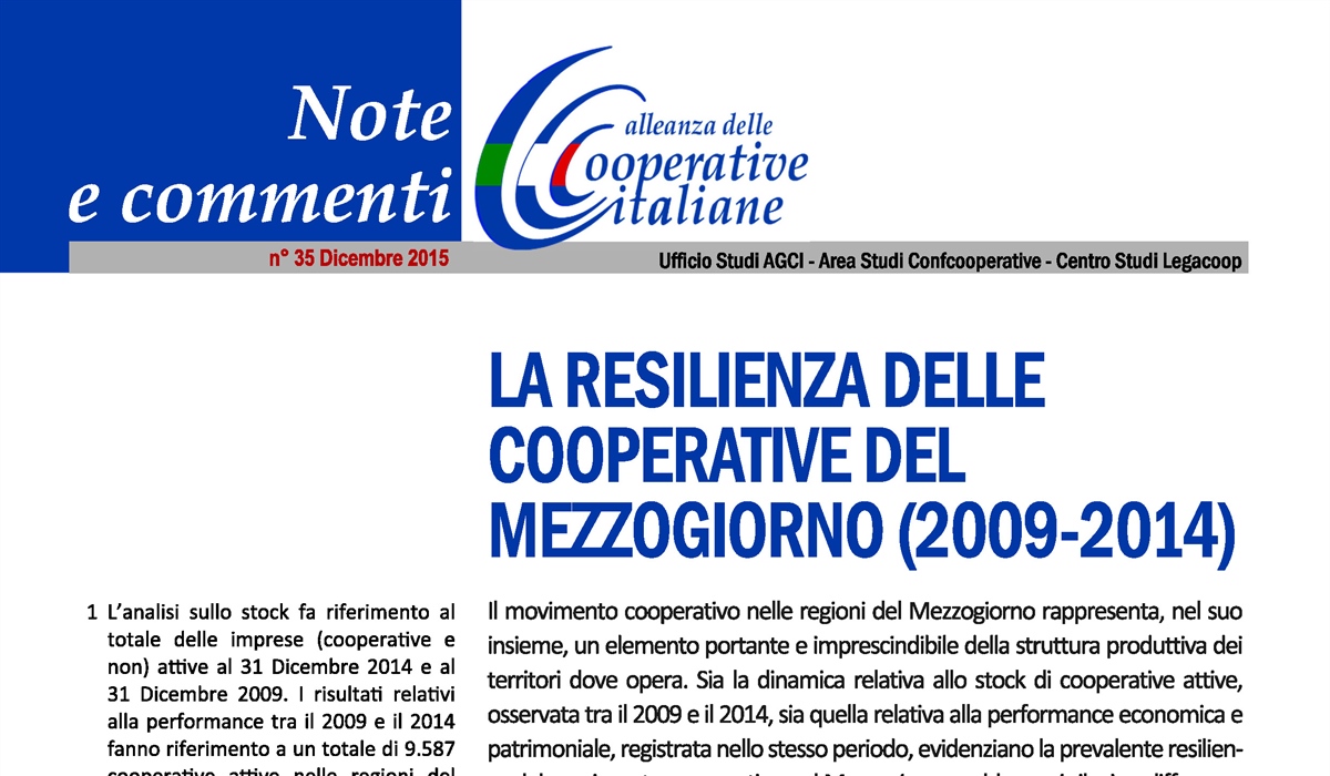 La resilienza delle cooperative del Mezzogiorno (2009-2014)