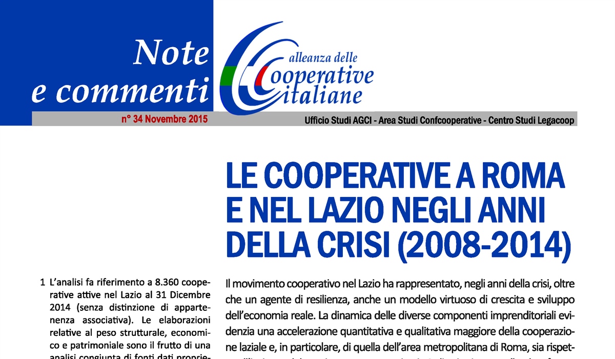 Le cooperative a Roma e nel Lazio negli anni della crisi (2008-2014)