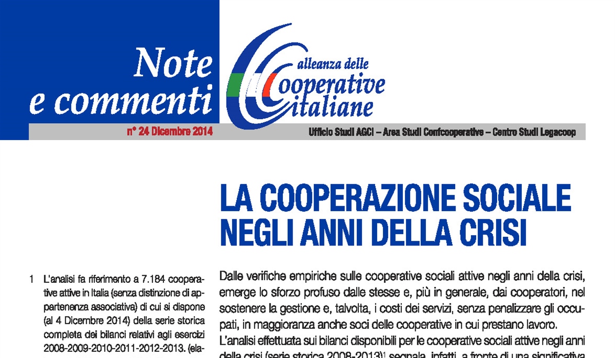 La cooperazione sociale negli anni della crisi 