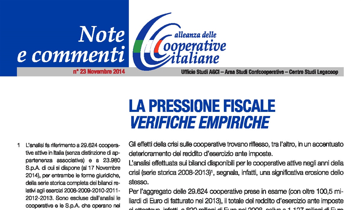 La pressione fiscale - verifiche empiriche 