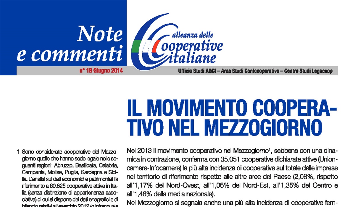 Il movimento cooperativo nel Mezzogiorno 