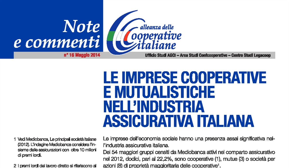 Le imprese cooperative e mutualistiche nell’industria assicurativa italiana