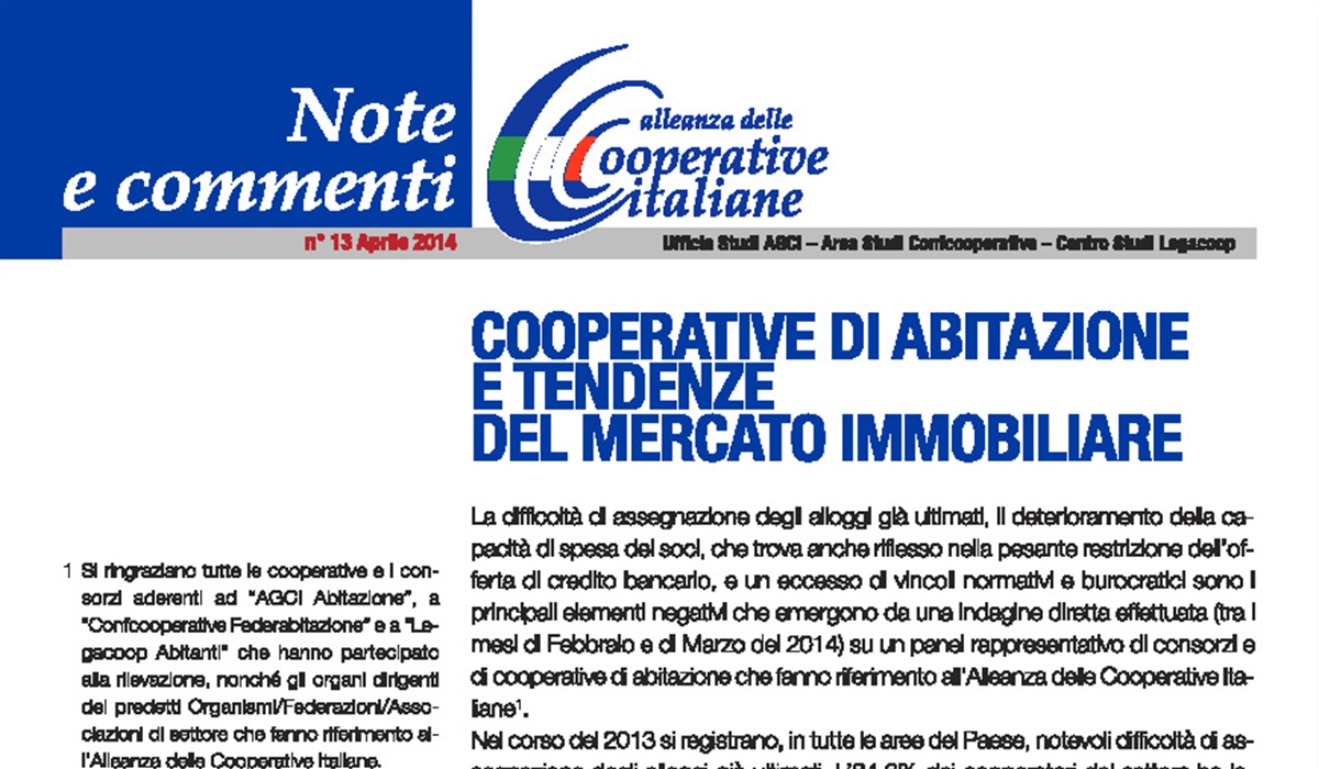 Cooperative di abitazione e tendenze del mercato immobiliare 