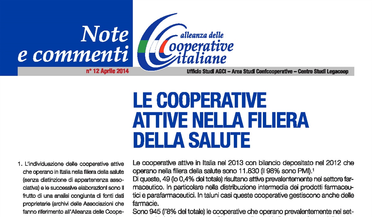 Le cooperative attive nella filiera della salute 