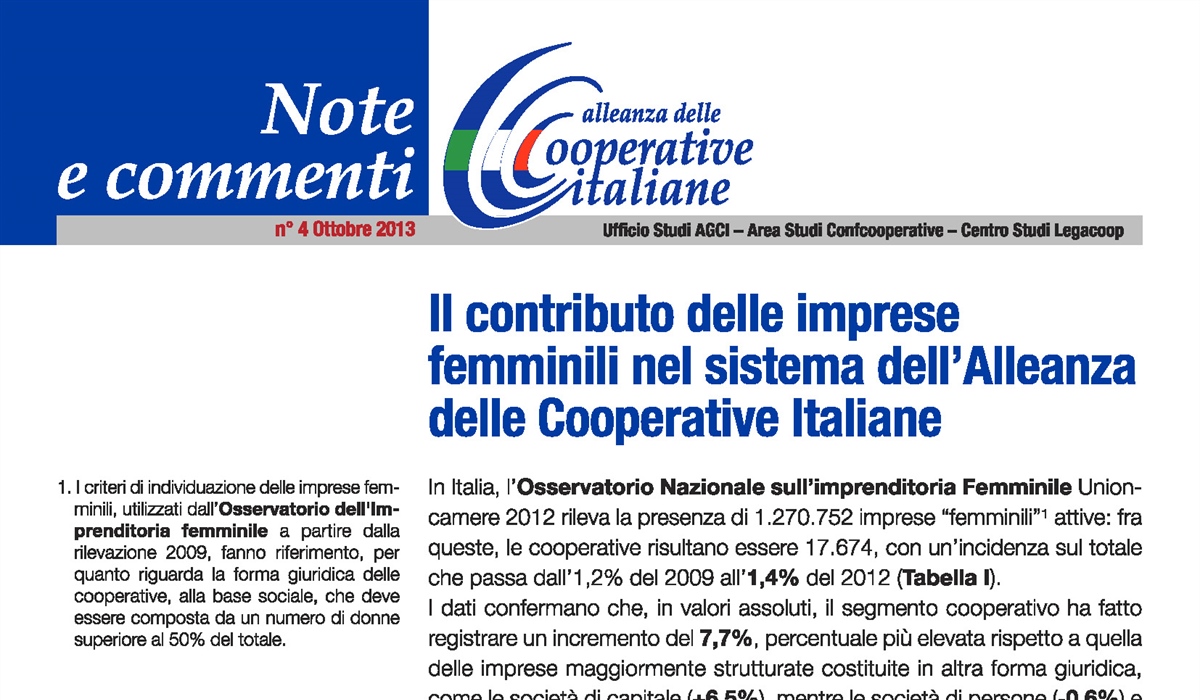 Le cooperative al femminile