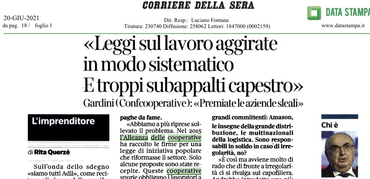 Gardini «Contrastare false coop e chi lucra grazie al massimo ribasso»