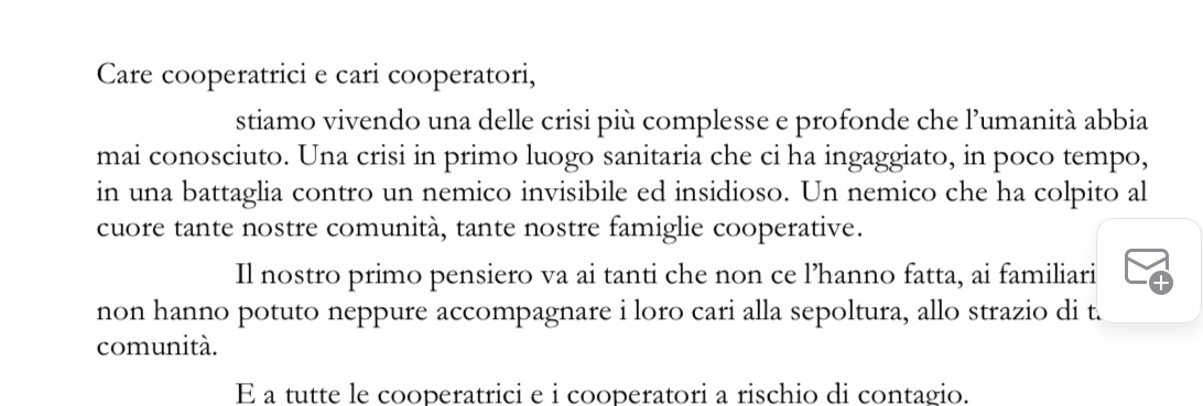 Gardini scrive alle cooperative