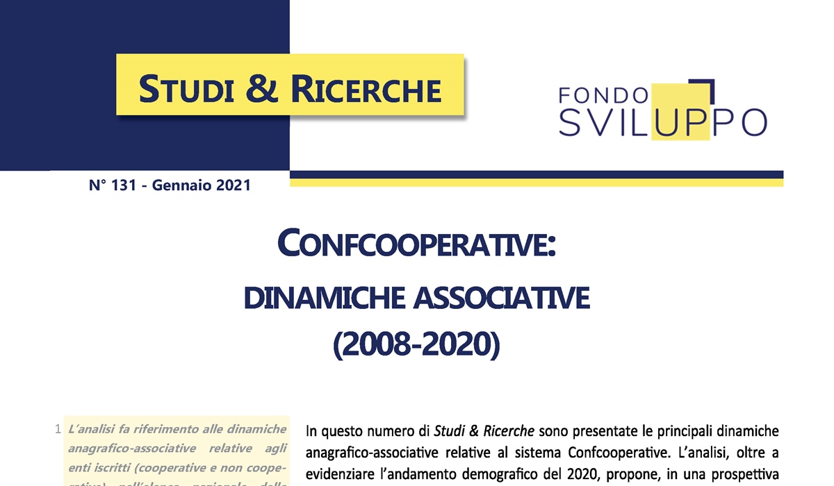 CONFCOOPERATIVE: DINAMICHE ASSOCIATIVE (2008-2020) 