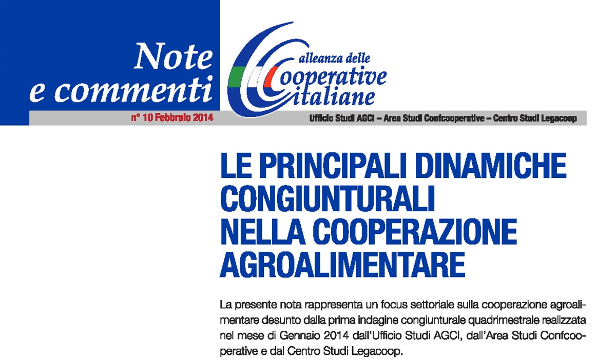 Le principali dinamiche congiunturali nella cooperazione agroalimentare 